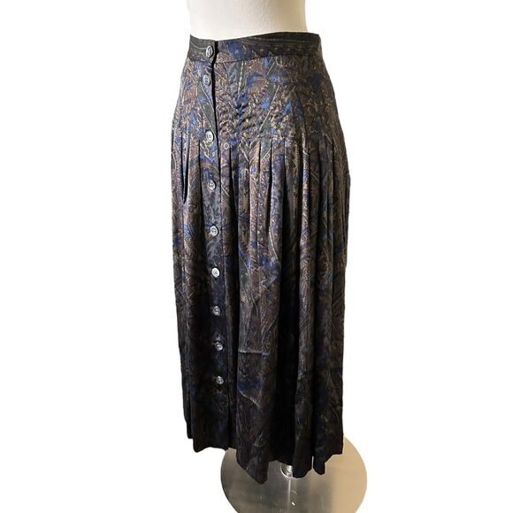 Valentino VTG Miss V Pleated Skirt & Blouse Set Silk 2 Piece Sz 44=US 10 Paisley - Picture 5 of 12